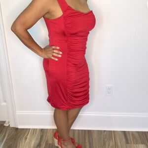 Charlotte Russe Sexy Red Ruched One Shoulder Sophisticated Dress Size XL